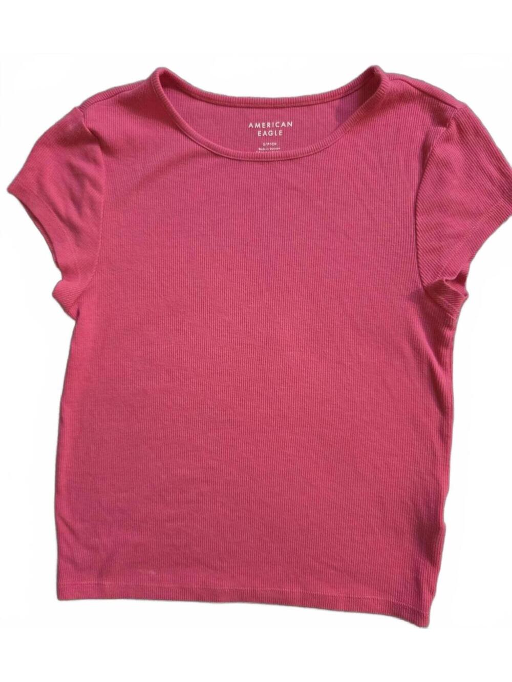 American Eagle Pink Ribbed Short Sleeve Top Size S/P